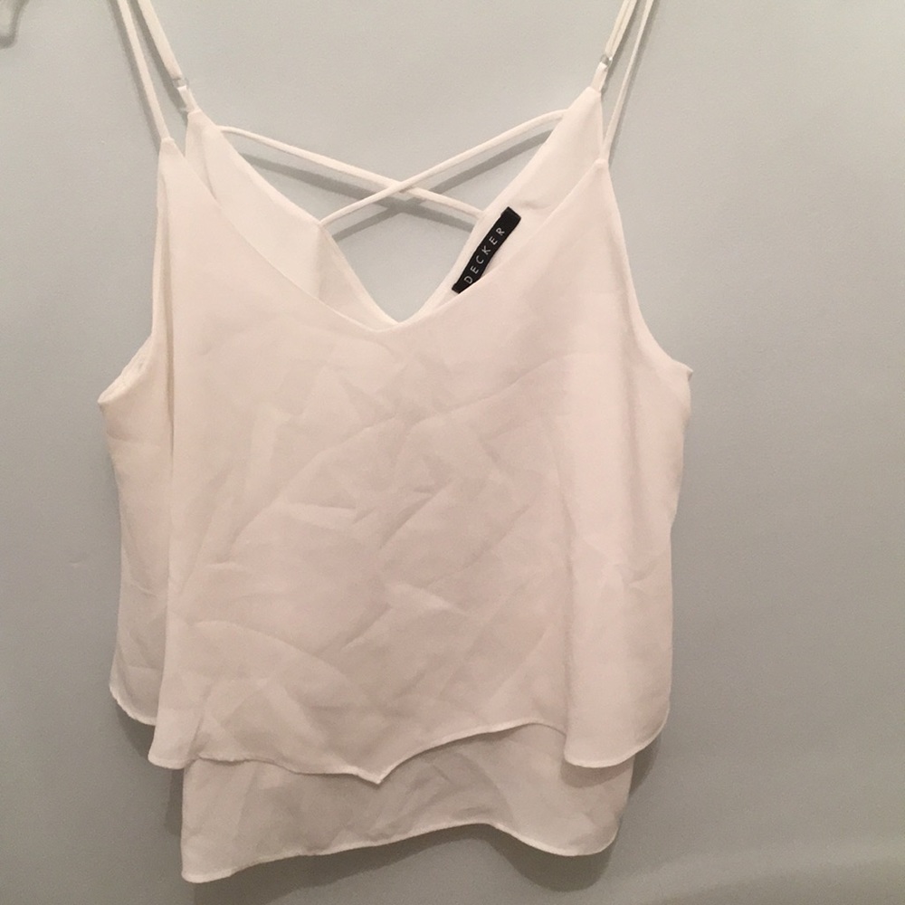 White spaghetti-strap chiffon tank